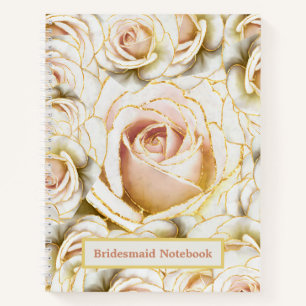 Schöne Bridesmaid Rose Weiß und Rosa Glitterie Notizbuch