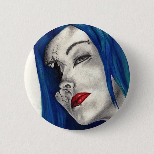 Schöne Broken Goth Girl Fantasy Kunst, Dichtung un Button (Vorderseite)