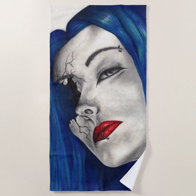Schöne Broken Goth Girl Horror Fantasy Kunst, Dich Strandtuch (Vorderseite)