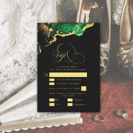 Schöne Bronze Green Gold Wedding RSVP Card