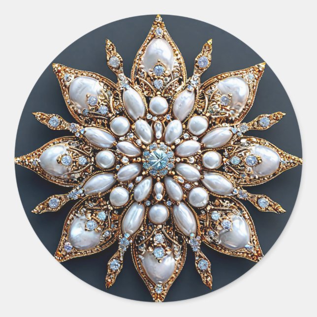 Schöne Brooch Runder Aufkleber (Vorderseite)