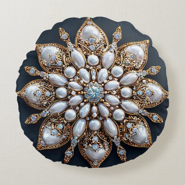 Schöne Brooch Rundes Kissen (Vorderseite)