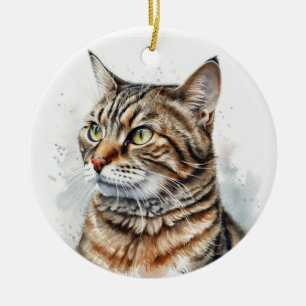 SCHÖNE, BROWBBY-KURZE HAARKATZE KERAMIK ORNAMENT