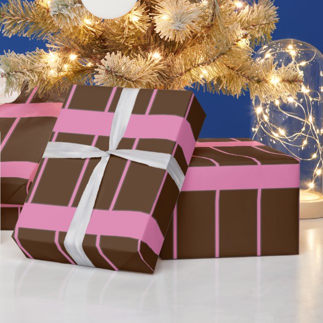 Schöne BROWN PINK LINIE Geschenkpapier (Feiertage)