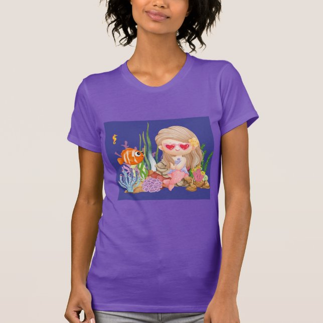 Schöne BRUNET HAIR Meerjungfrau T-Shirt (Vorderseite)