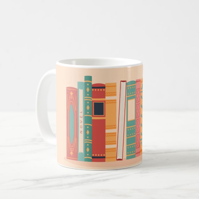 Schöne Buchrücken Kaffeetasse (Vorderseite Links)