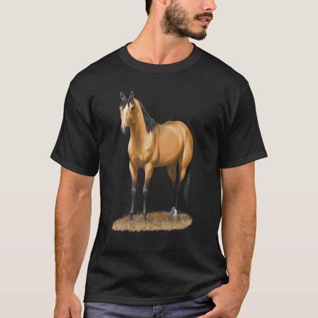 Schöne Buckskin Duft Quarter Horse Stallion Hors T-Shirt (Vorderseite)