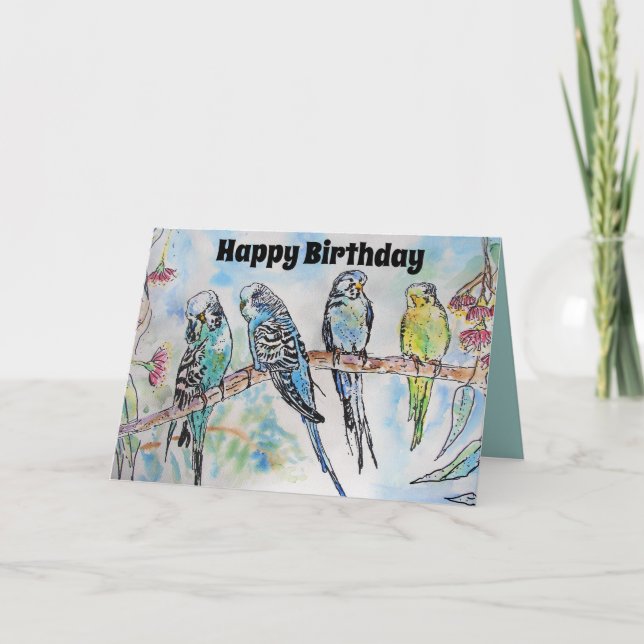 Schöne Budgier-Budgerigars und Gum-Blossom-Karte Karte (Vorderseite)