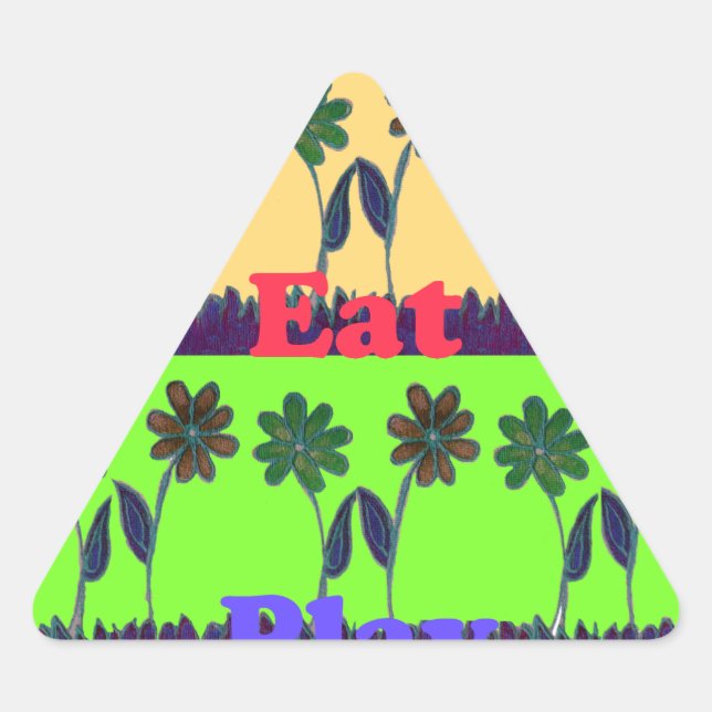 Schöne bunt Eat Liebe Spieltext Blumenstrauß Pop Dreieckiger Aufkleber (Vorderseite)