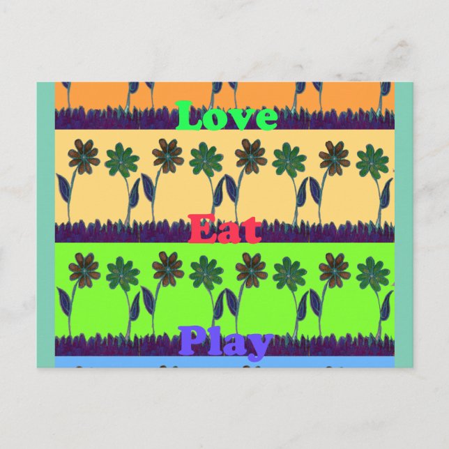 Schöne bunt Eat Liebe Spieltext Blumenstrauß Pop Postkarte (Vorderseite)