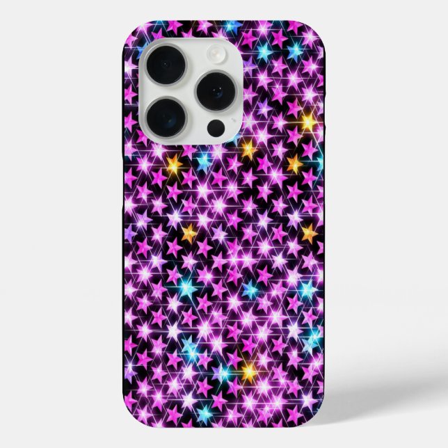 schöne bunt lila glänzende Sterne Case-Mate iPhone Hülle (Rückseite)