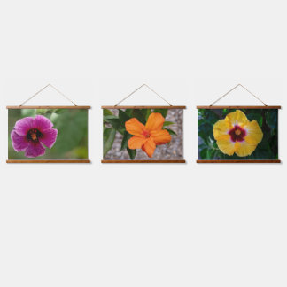 Schöne bunte Hibiskusblumen von Hawaii Wandteppich Mit Holzrahmen