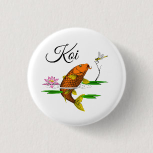 Schöne bunte Koi-Illustration Button
