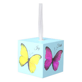 Schöne bunte Schmetterlinge & Kalligraphie Würfelornament