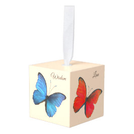 Schöne bunte Schmetterlinge & Kalligraphie Würfelornament