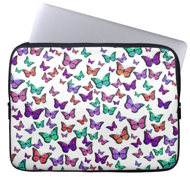 Schöne Bunte Schmetterlinge Muster Laptopschutzhülle (Vorderseite)