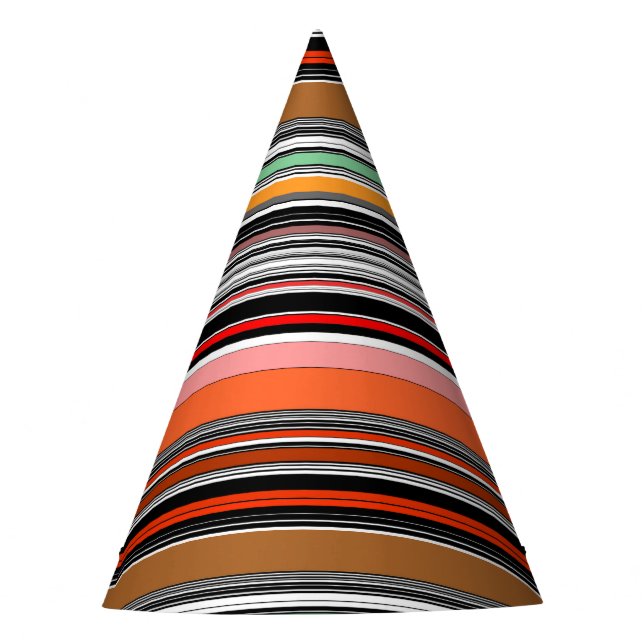 Schöne, bunte Streifen Partyhütchen (Vorderseite)