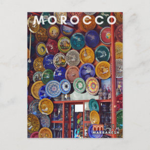 Schöne bunte Töpferei von Marokko Marrakesch Postkarte
