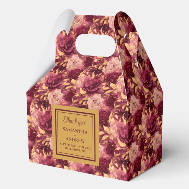 Schöne Burgund Blush Gold Wedding Vielen Dank Geschenkschachtel (Beautiful Burgundy Blush Gold Wedding Thank You Favor Boxes)