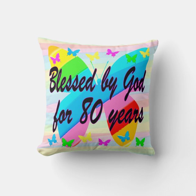 SCHÖNE BUTTERFLY 80. GEBURTSTAGSBLESSINGS PILLOW KISSEN (Vorderseite)
