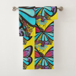 Schöne Butterfly Badhandtuch Set