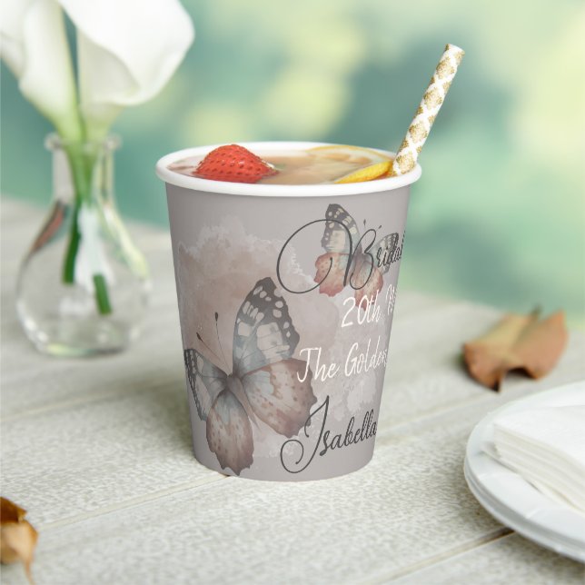 Schöne Butterfly-Brautparty-Papiertasse Pappbecher (In Situ)