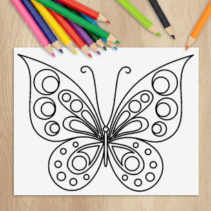 Schöne Butterfly-Farbseite Gummistempel