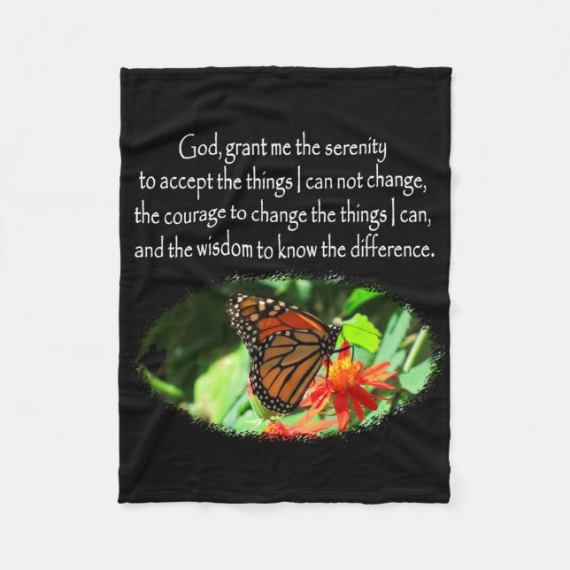 SCHÖNE BUTTERFLY FOTO SERENITY PRAYER DESIGN FLEECEDECKE (Vorderseite)