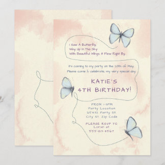 Schöne, Butterfly Geburtstagsparty Einladungen