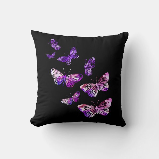 Schöne Butterfly Girls Lila Schmetterlinge Kissen (Vorderseite)