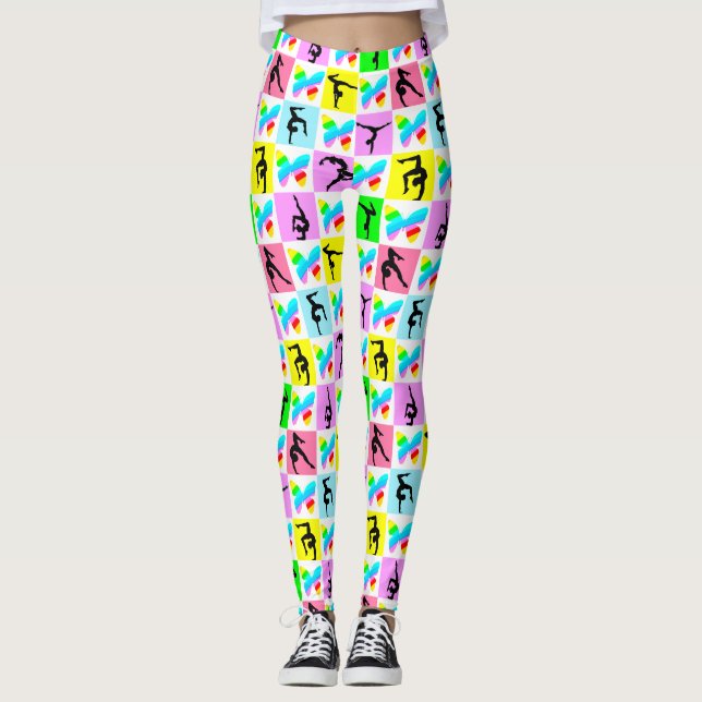 SCHÖNE BUTTERFLY GYMNASTICS MÄDCHEN LEGGINGS (Vorderseite)