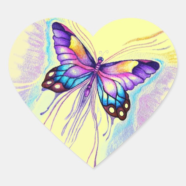 Schöne Butterfly Herz-Aufkleber (Vorderseite)