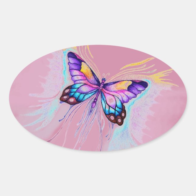 Schöne Butterfly Ovaler Aufkleber (Vorderseite)
