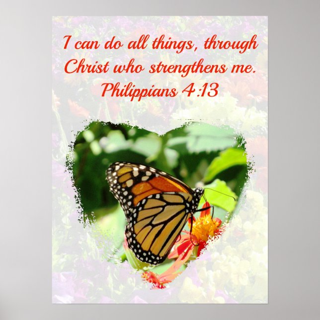 SCHÖNE BUTTERFLY PHILIPPIANS 4:13 BIBLE VERSE POSTER (Vorne)
