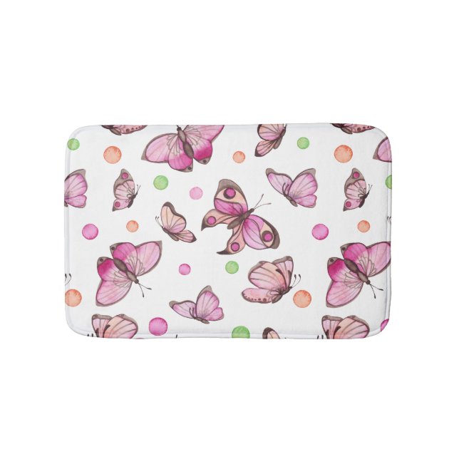 Schöne Butterfly & Polka Dots Badematte (Vorderseite)