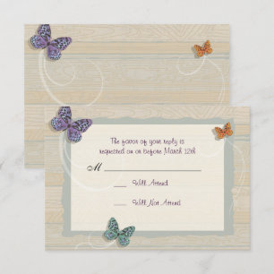 Schöne Butterfly Wedding Matching UAWG RSVP Karte