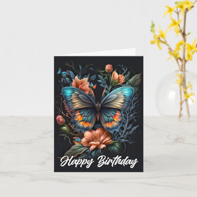 Schöne Butterfly zum Geburtstag Karte (Gelbe Blume)