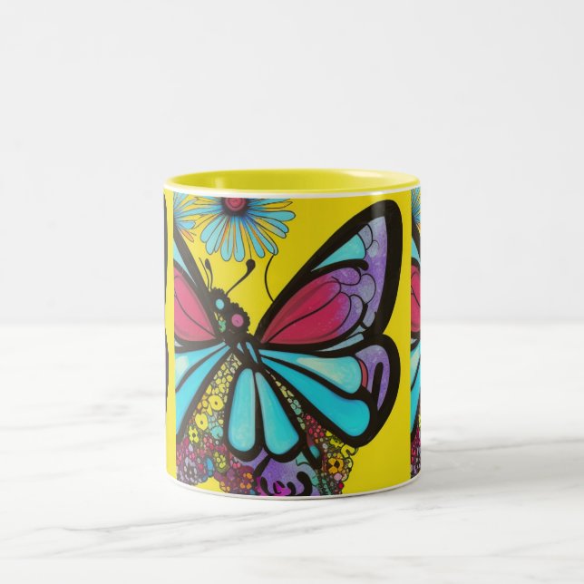 Schöne Butterfly Zweifarbige Tasse (Mittel)