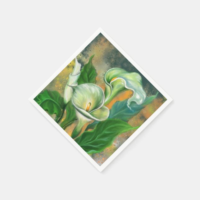 Schöne Calla Lily Blume Napkins Malerei Serviette (Ecke)