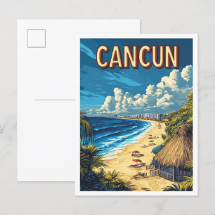 Schöne Cancun Beach Mexico Illustration Travel Postkarte