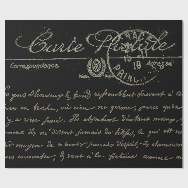 Schöne Carte Postale French Script   Geschenkpapier (Flach)