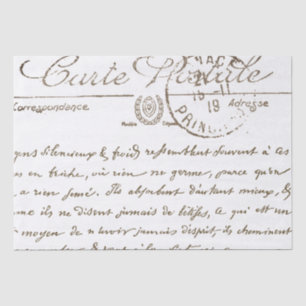 Schöne Carte Postale French Script Tissue Papier