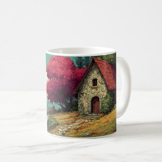 Schöne Cartoon Landschaft Tasse (VorderseiteRechts)