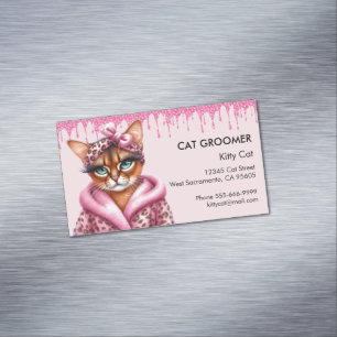 Schöne Cat Groomer Sitter Pink Glitzer Drift Magnetische Visitenkarte