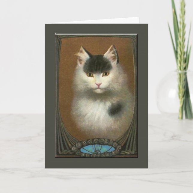 Schöne Cat Vintag Fine Grußkarte Karte (Vorderseite)