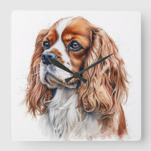 SCHÖNE CAVALIS KING CHARLES SPANIEL DOG QUADRATISCHE WANDUHR