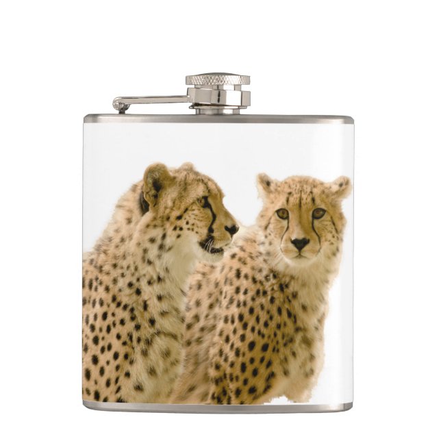 Schöne Cheetah Schönes Cat Foto Flachmann (Vorderseite)