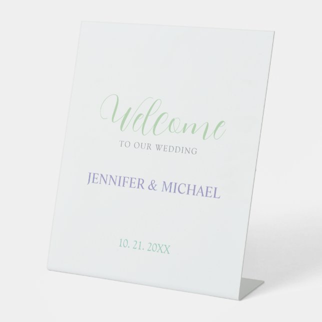 Schöne Chic Calligraphy Elegante Begrüßung Sockelschild (Vorderseite)