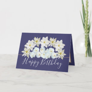Schöne Chic Floral Bouquet Weiße Blume Geburtstag Karte