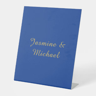 Schöne Chic Kalligrafie Paar Namen Blau & Gold Sockelschild
